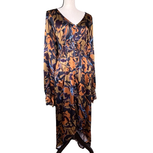 Shyanne hi low button front long sleeve ruffle cuff maxi dress XXL - Picture 2 of 16